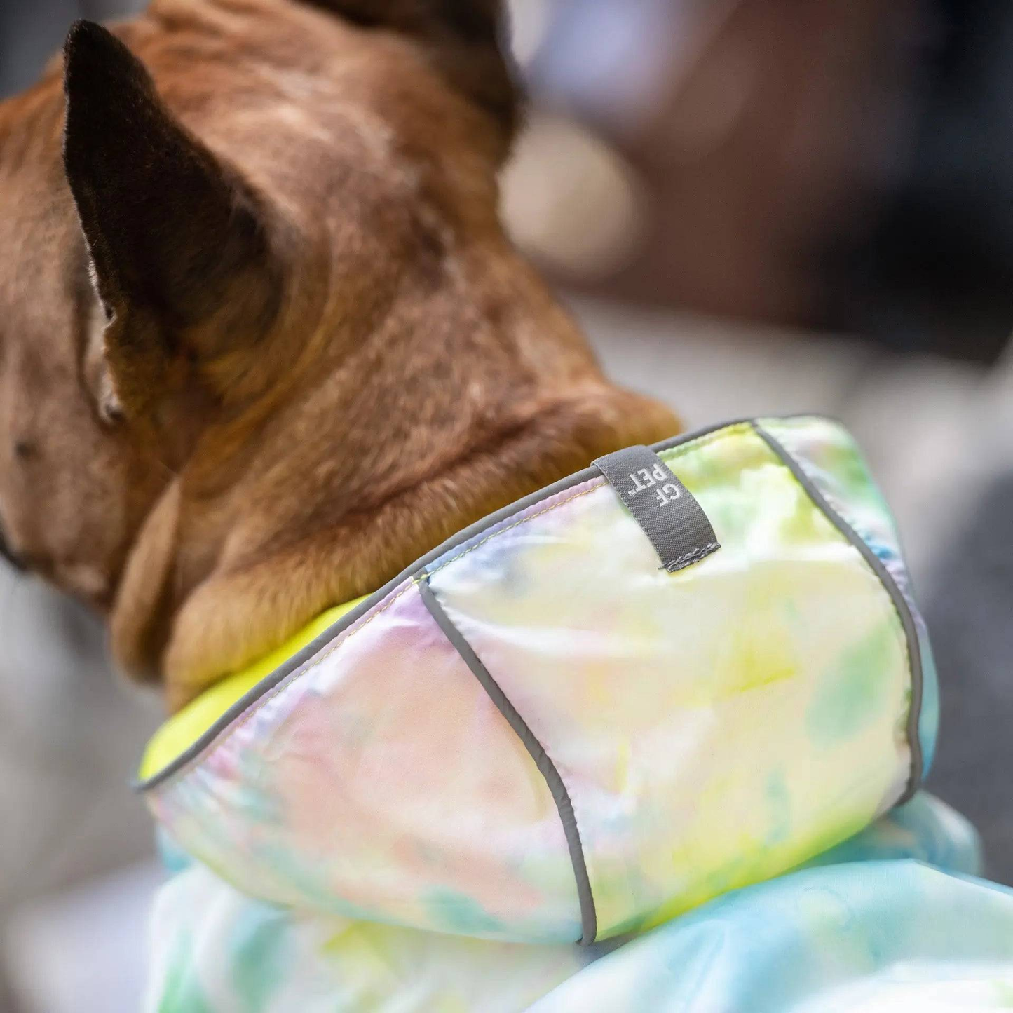 Cosy Pooch Reversible Raincoat - Neon Yellow with Tie Dye