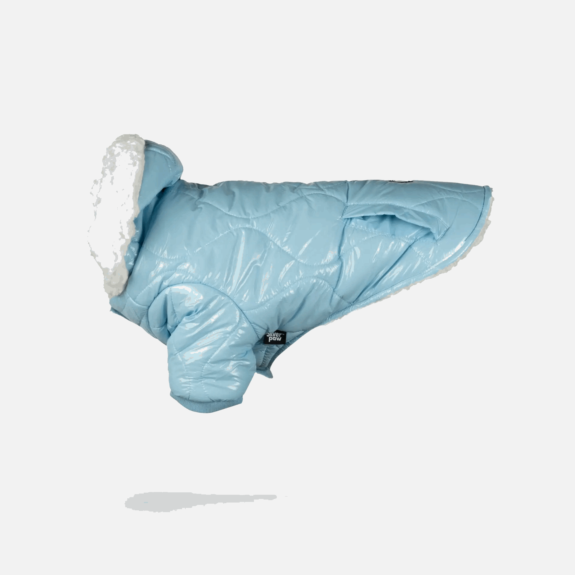 quilted Dog Jacket with hood sky blue