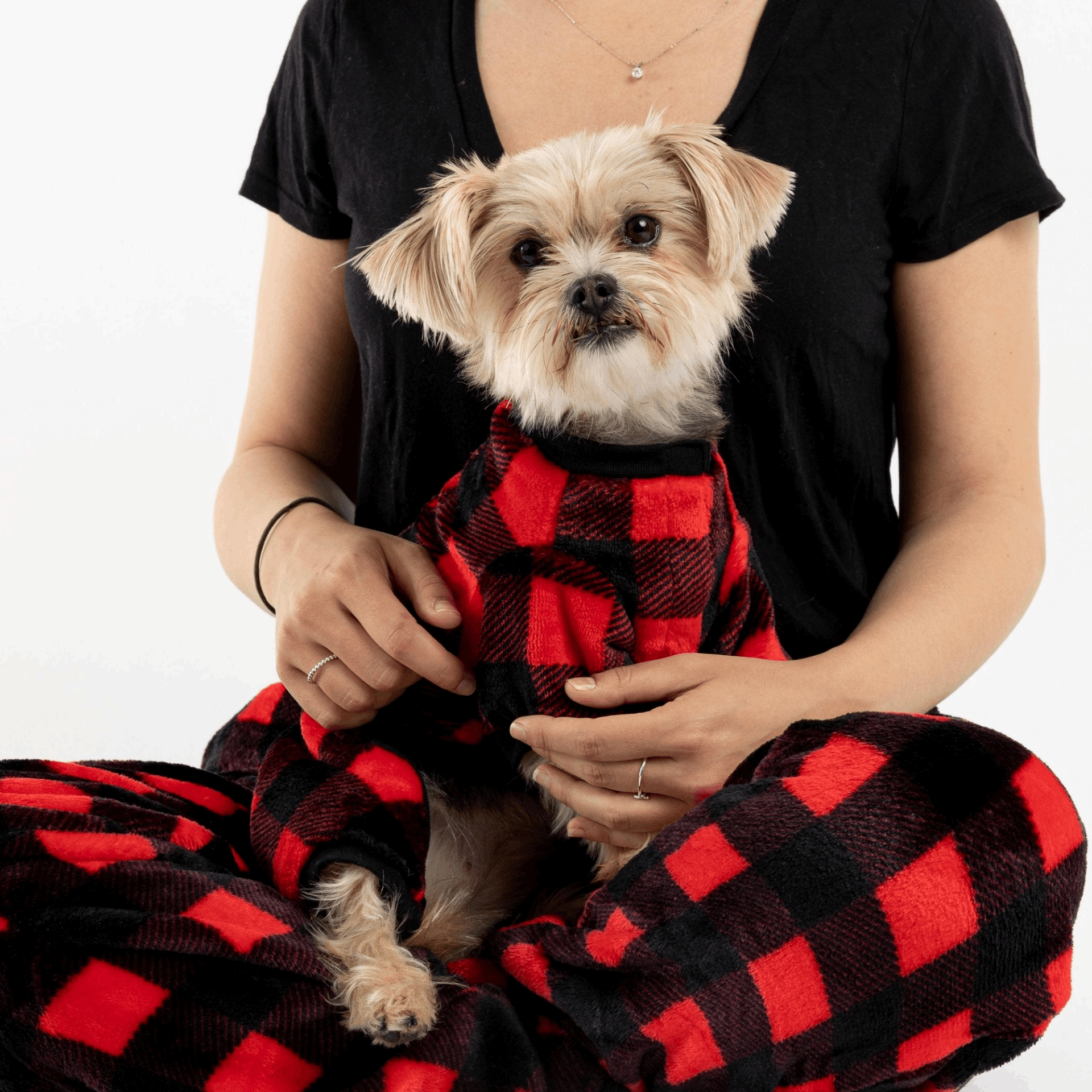 matching human and Dog Pajama - Red