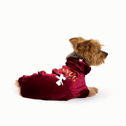 Coco Velour dog pajamas - Wine