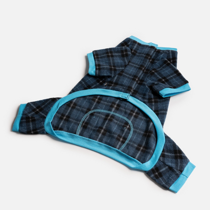 Plaid Dog Pajama - Blue