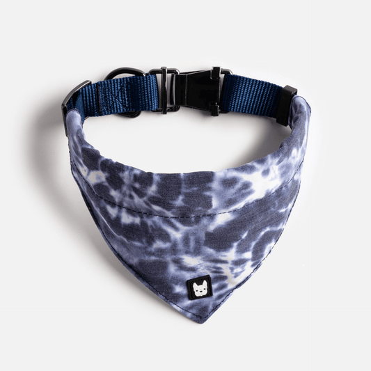 Poplin Bandana Dog Collar - Blue Tie Dye