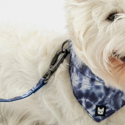 Poplin Dog Leash - Blue Tie Dye with locking clasp