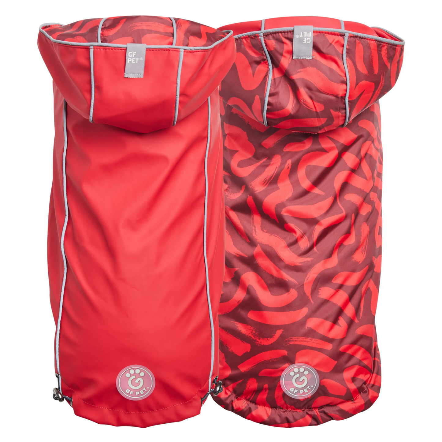 Reversible Dog Raincoat - Red Swirl