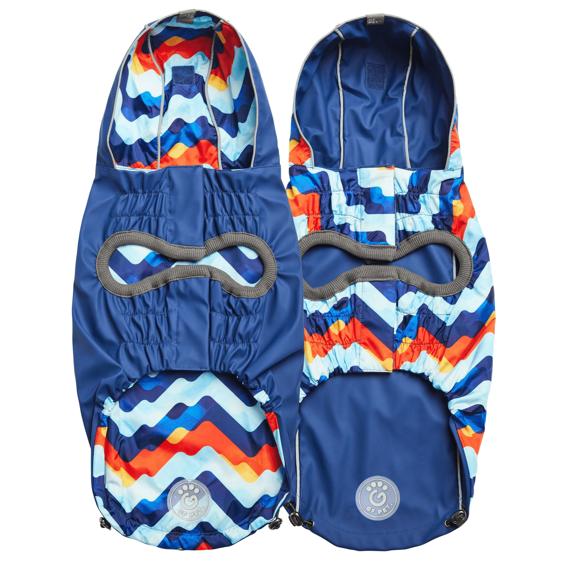 Reversible Dog Raincoat - Navy/Multi