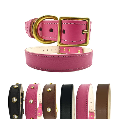 pink Leather Dog Collar