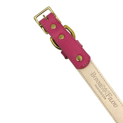 pink Leather Dog Collar