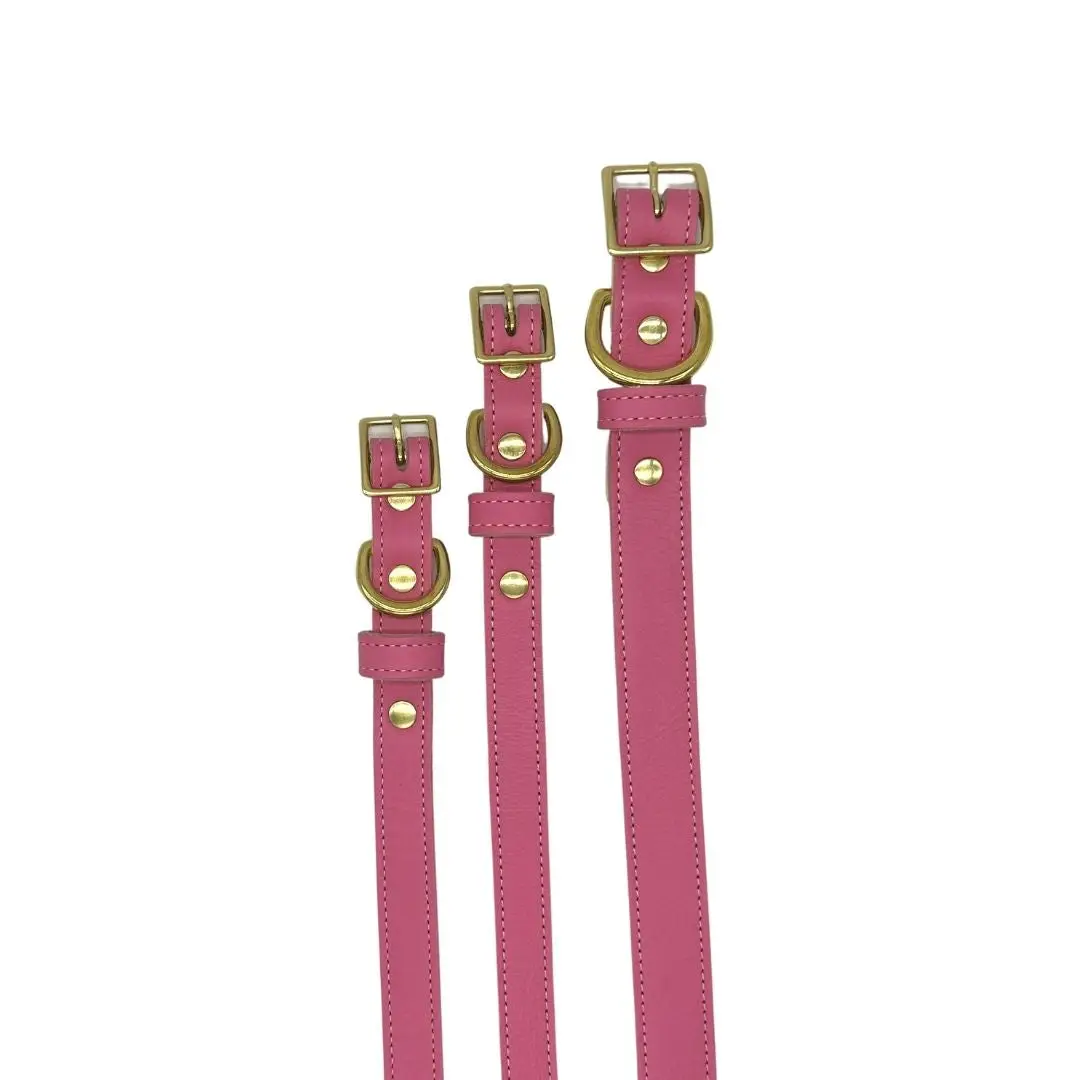 pink Leather Dog Collar