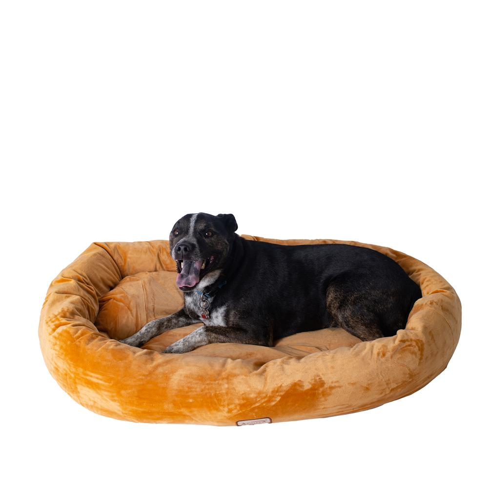 Velvet Bolstered Dog Couch - Large | Memory Foam Dog Bed