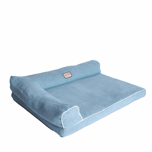 Bolstered Dog Couch with Memory Foam Blue