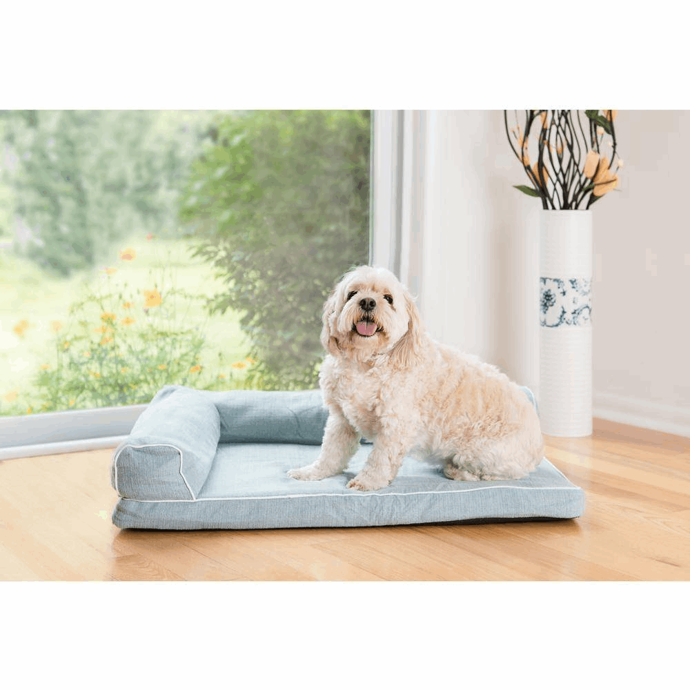 Bolstered Dog Couch with Memory Foam Blue