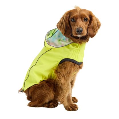 Cosy Pooch Reversible Raincoat - Neon Yellow with Tie Dye