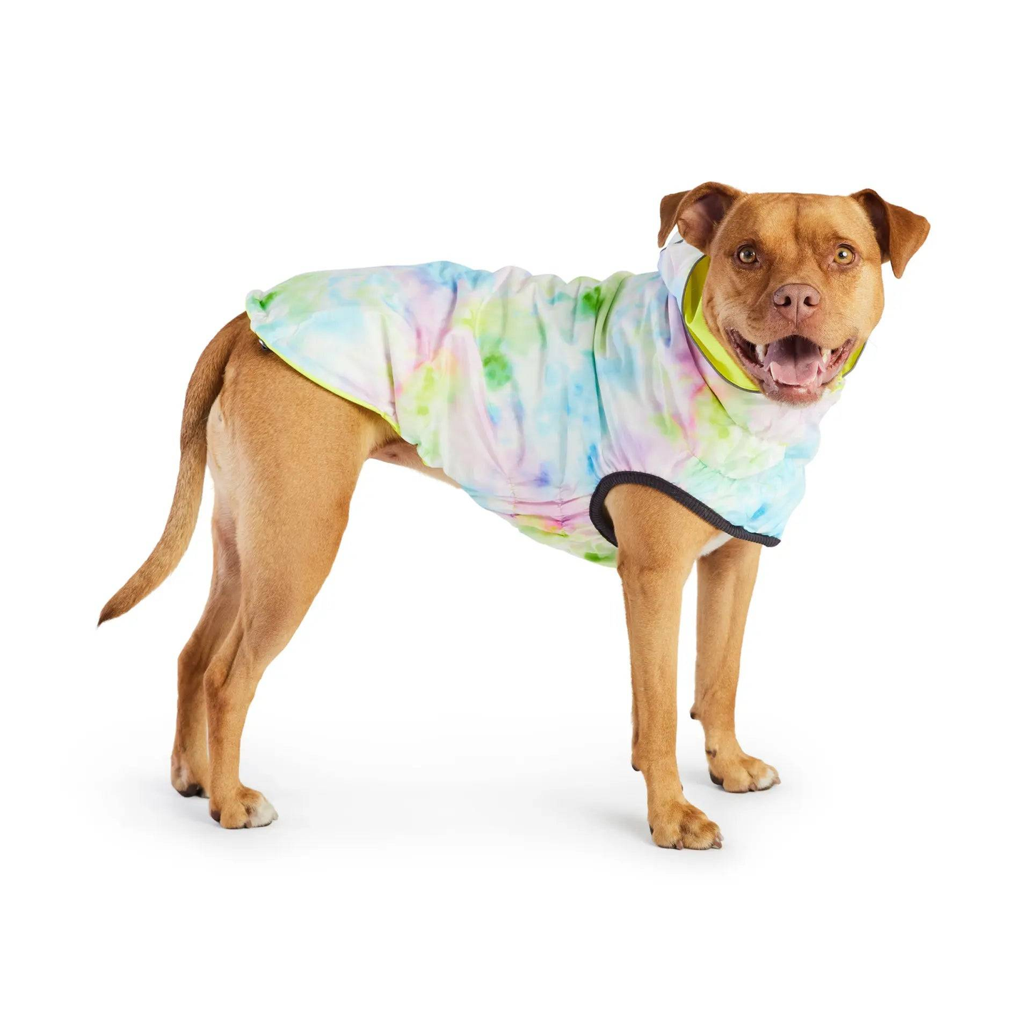 Cosy Pooch Reversible Raincoat - Neon Yellow with Tie Dye