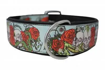 Leather Dog Collar Skull & Rose