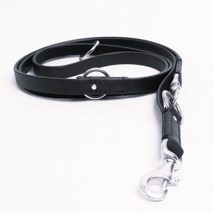 black leather dog leash with multi use